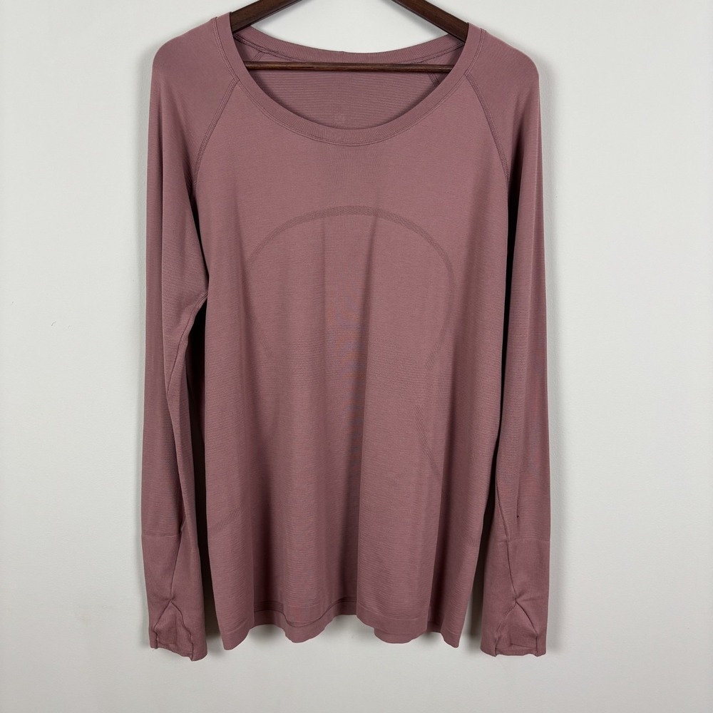 Lululemon Swiftly Tech Top Long Sleeve 2.0 Women 18 Mauve Pink Active Athleisure